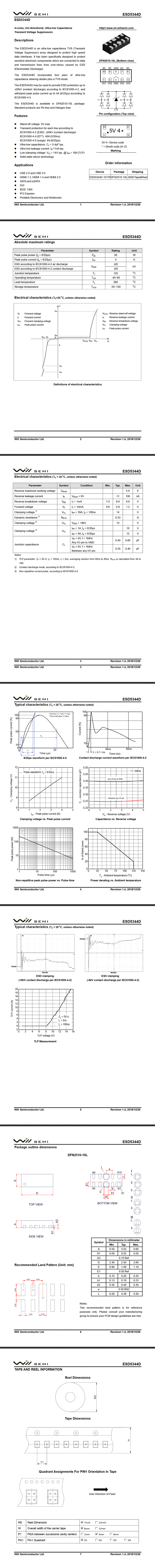 TVS管ESD5344D規格書